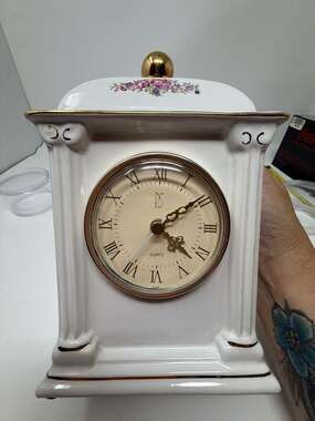 Paul Sebastian PS 1993 Limited Edition Porcelain Mantel Quartz Clock with Floral